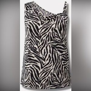 ☀️New TORRID ZEBRA PRINT ASYMMETRICAL COWL SLEEVELESS TOP WOMENS SIZE 3X